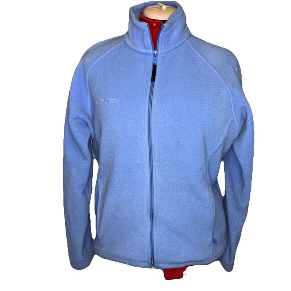 Lands End Women's Anyweather Fleece Anti Static Full Zip Jacket In Blue Size: L - Picture 1 of 9